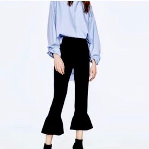 Zara knit ruffle flare pants